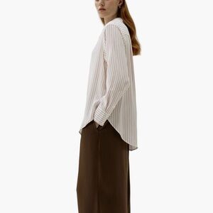 Lily silk Button Down Striped Silk Blouse